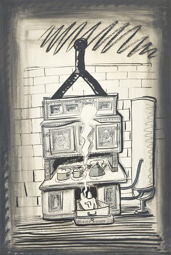 LUDWIG BEMELMANS (1898-1962) Beauty No. 3 * The Fireside. A pair of illustrations of cast iron stoves.
